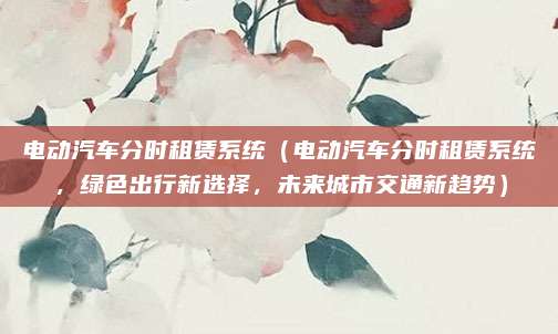 电动汽车分时租赁系统(电动汽车分时租赁系统,绿色出行新选择,未来城市交通新趋势)
