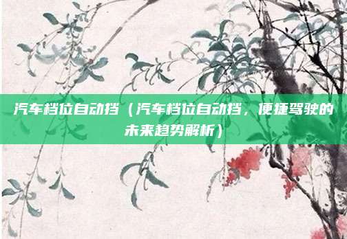 汽车档位自动挡(汽车档位自动挡,便捷驾驶的未来趋势解析)