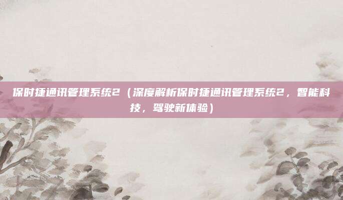 保时捷通讯管理系统2(深度解析保时捷通讯管理系统2,智能科技,驾驶新体验)