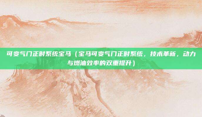 可变气门正时系统宝马(宝马可变气门正时系统,技术革新,动力与燃油效率的双重提升)