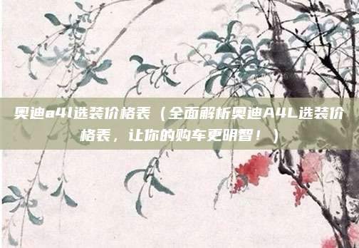 奥迪a4l选装价格表（全面解析奥迪A4L选装价格表，让你的购车更明智！）