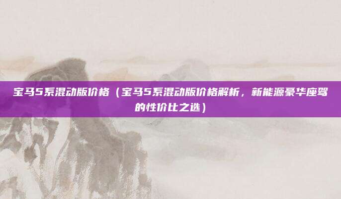 宝马5系混动版价格（宝马5系混动版价格解析，新能源豪华座驾的性价比之选）