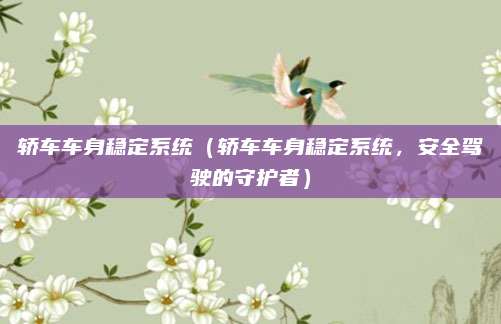 轿车车身稳定系统(轿车车身稳定系统,安全驾驶的守护者)