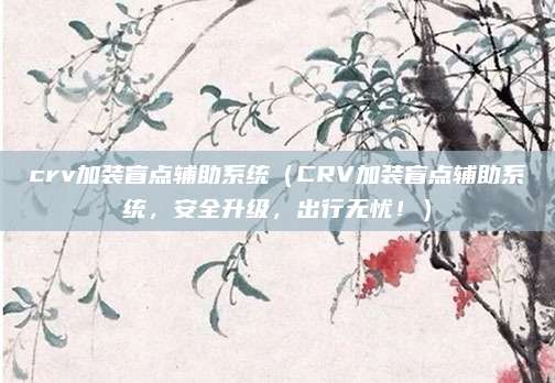 crv加装盲点辅助系统(CRV加装盲点辅助系统,安全升级,出行无忧!)