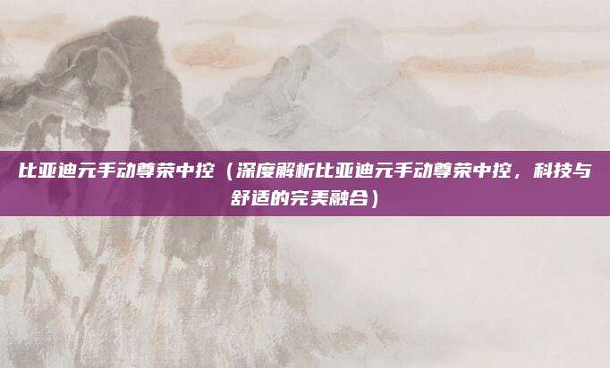 比亚迪元手动尊荣中控(深度解析比亚迪元手动尊荣中控,科技与舒适的完美融合)