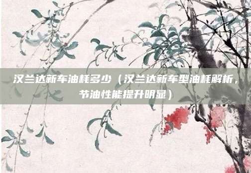 汉兰达新车油耗多少(汉兰达新车型油耗解析,节油性能提升明显)