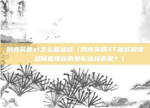 别克英朗xt怎么看油耗(别克英朗XT油耗解读,如何看懂你的爱车油耗表现?)