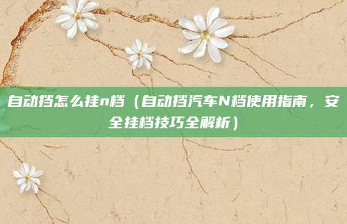 自动挡怎么挂n档(自动挡汽车N档使用指南,安全挂档技巧全解析)