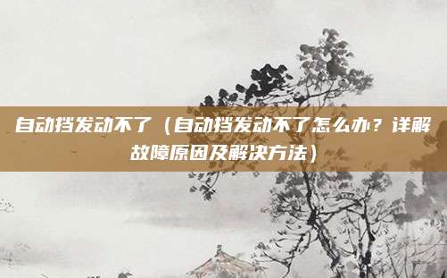 自动挡发动不了(自动挡发动不了怎么办?详解故障原因及解决方法)