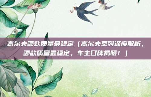 高尔夫哪款质量最稳定(高尔夫系列深度解析,哪款质量最稳定,车主口碑揭晓!)