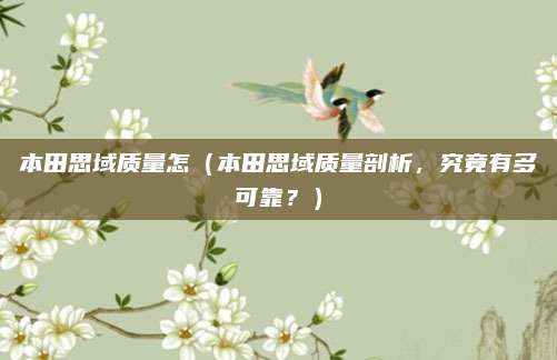 本田思域质量怎(本田思域质量剖析,究竟有多可靠?)