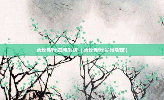 太原限行查询系统(太原限行号码规定)