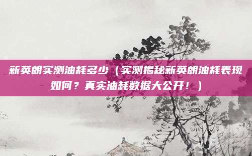 新英朗实测油耗多少(实测揭秘新英朗油耗表现如何?真实油耗数据大公开!)