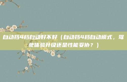 自动挡4档自动好不好（自动挡4档自动模式，驾驶体验升级还是性能妥协？）