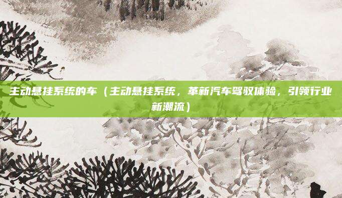 主动悬挂系统的车(主动悬挂系统,革新汽车驾驭体验,引领行业新潮流)