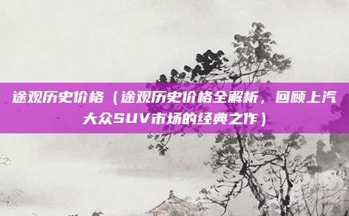 途观历史价格(途观历史价格全解析,回顾上汽大众SUV市场的经典之作)