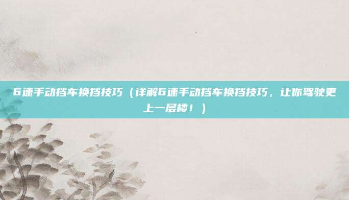 6速手动挡车换挡技巧（详解6速手动挡车换挡技巧，让你驾驶更上一层楼！）