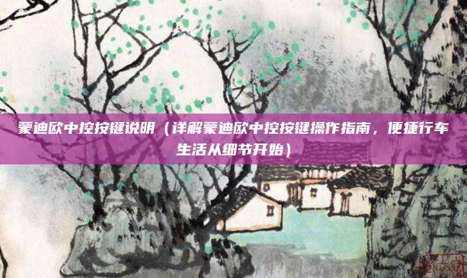蒙迪欧中控按键说明（详解蒙迪欧中控按键操作指南，便捷行车生活从细节开始）