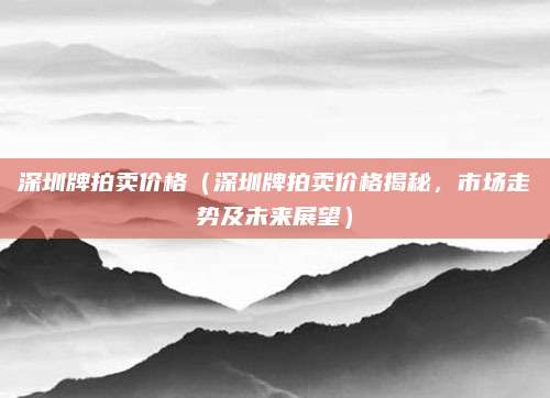 深圳牌拍卖价格（深圳牌拍卖价格揭秘，市场走势及未来展望）