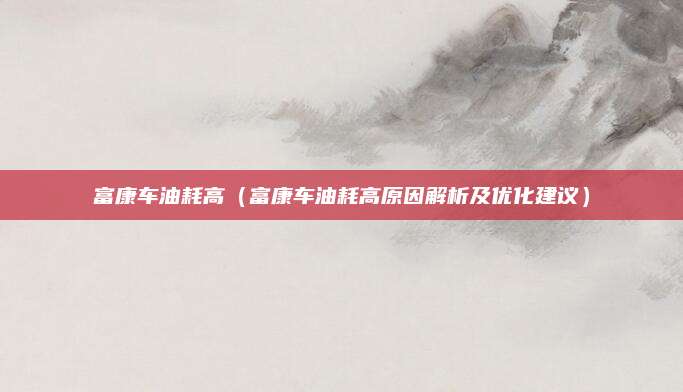 富康车油耗高(富康车油耗高原因解析及优化建议)