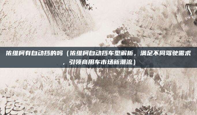 依维柯有自动挡的吗（依维柯自动挡车型解析，满足不同驾驶需求，引领商用车市场新潮流）