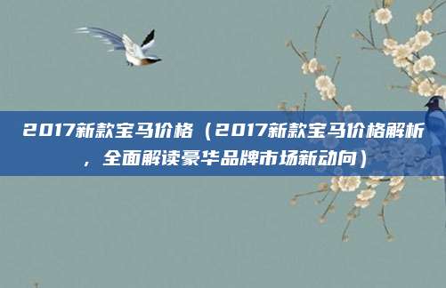 2017新款宝马价格（2017新款宝马价格解析，全面解读豪华品牌市场新动向）
