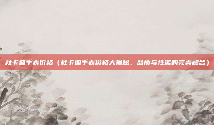 杜卡迪手表价格(杜卡迪手表价格大揭秘,品质与性能的完美融合)