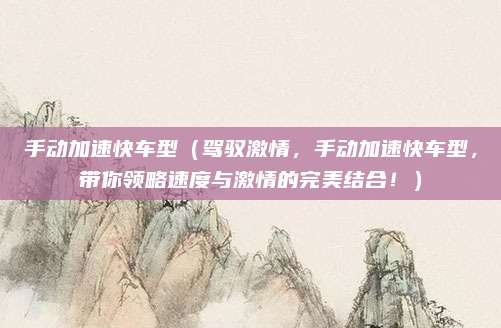 手动加速快车型（驾驭激情，手动加速快车型，带你领略速度与激情的完美结合！）