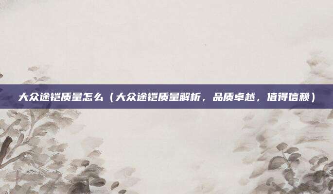 大众途铠质量怎么(大众途铠质量解析,品质卓越,值得信赖)