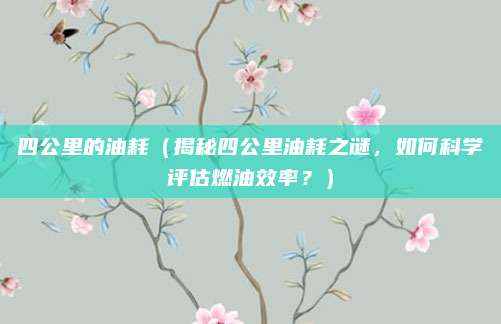 四公里的油耗(揭秘四公里油耗之谜,如何科学评估燃油效率?)