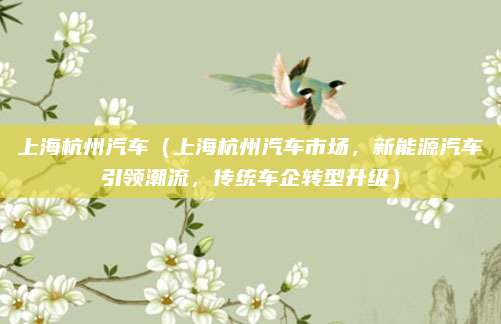 上海杭州汽车(上海杭州汽车市场,新能源汽车引领潮流,传统车企转型升级)