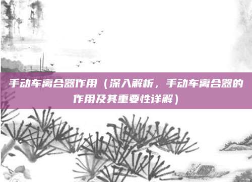 手动车离合器作用(深入解析,手动车离合器的作用及其重要性详解)