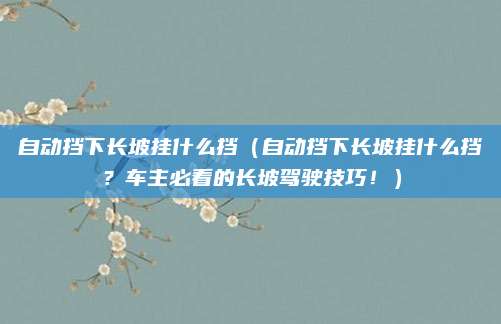 自动挡下长坡挂什么挡（自动挡下长坡挂什么挡？车主必看的长坡驾驶技巧！）