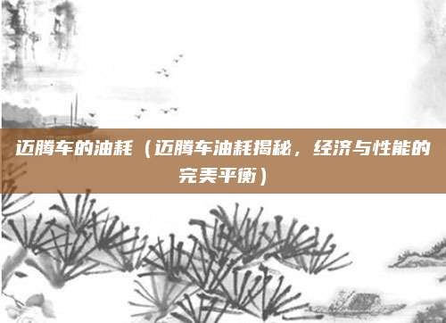 迈腾车的油耗(迈腾车油耗揭秘,经济与性能的完美平衡)