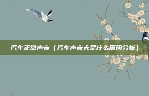汽车正常声音(汽车声音大是什么原因分析)