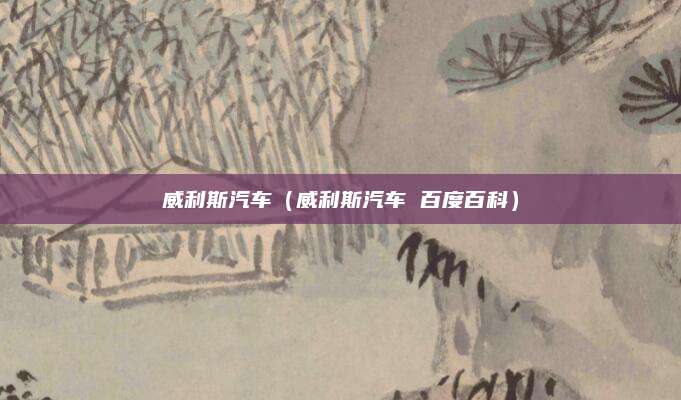 威利斯汽车(威利斯汽车 百度百科)