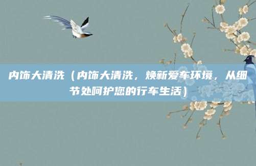 内饰大清洗（内饰大清洗，焕新爱车环境，从细节处呵护您的行车生活）