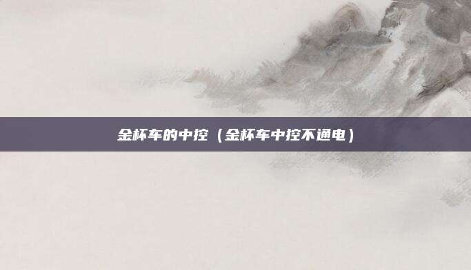 金杯车的中控(金杯车中控不通电)