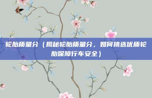 轮胎质量分（揭秘轮胎质量分，如何挑选优质轮胎保障行车安全）