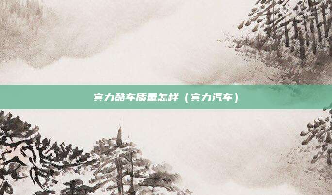 宾力酷车质量怎样（宾力汽车）