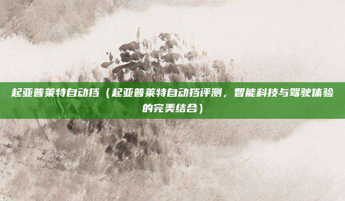 起亚普莱特自动挡（起亚普莱特自动挡评测，智能科技与驾驶体验的完美结合）
