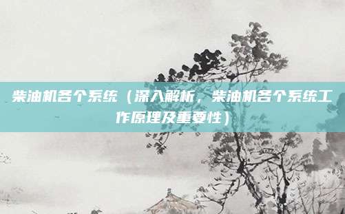 柴油机各个系统(深入解析,柴油机各个系统工作原理及重要性)