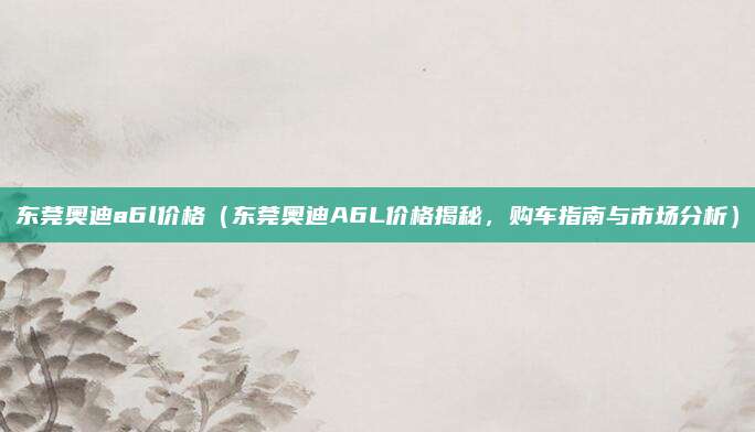 东莞奥迪a6l价格(东莞奥迪A6L价格揭秘,购车指南与市场分析)