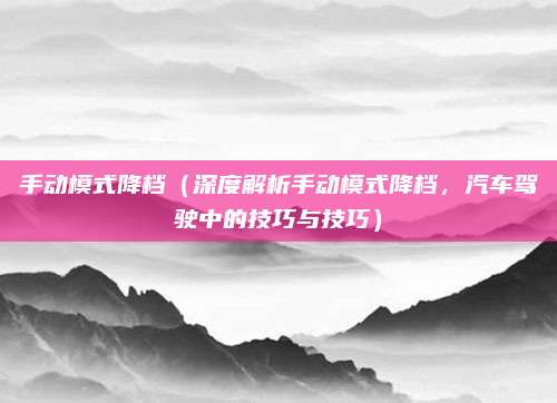 手动模式降档(深度解析手动模式降档,汽车驾驶中的技巧与技巧)