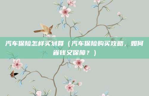 汽车保险怎样买划算(汽车保险购买攻略,如何省钱又保障?)