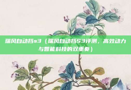 瑞风自动挡s3(瑞风自动挡S3评测,高效动力与智能科技的双重奏)