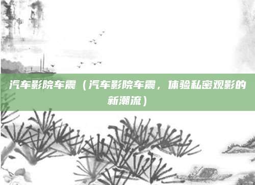 汽车影院车震(汽车影院车震,体验私密观影的新潮流)