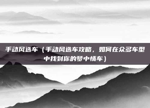 手动风选车(手动风选车攻略,如何在众多车型中找到你的梦中情车)