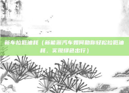 新车拉低油耗(新能源汽车如何助你轻松拉低油耗,实现绿色出行)