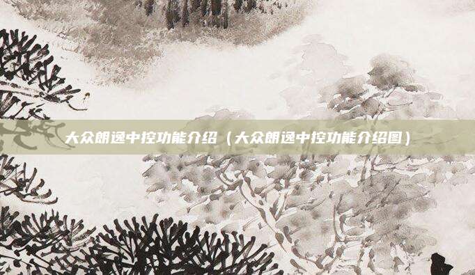 大众朗逸中控功能介绍(大众朗逸中控功能介绍图)